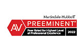 Martindale-Hubbell AV Preeminent | Peer-Rated for highest level of professional excellence | 2022